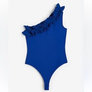 NWT One-Shoulder Ruffle Blue bodysuit from H&M
